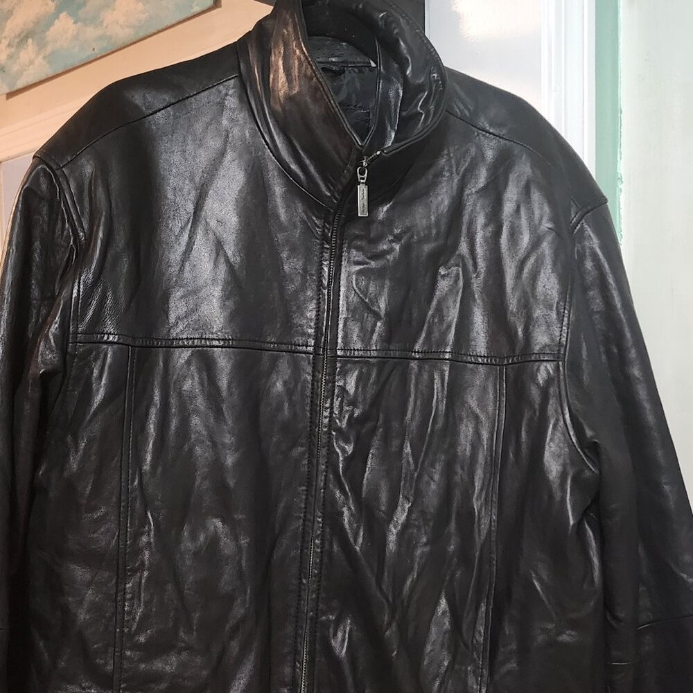 Boston Harbor black leather jacket